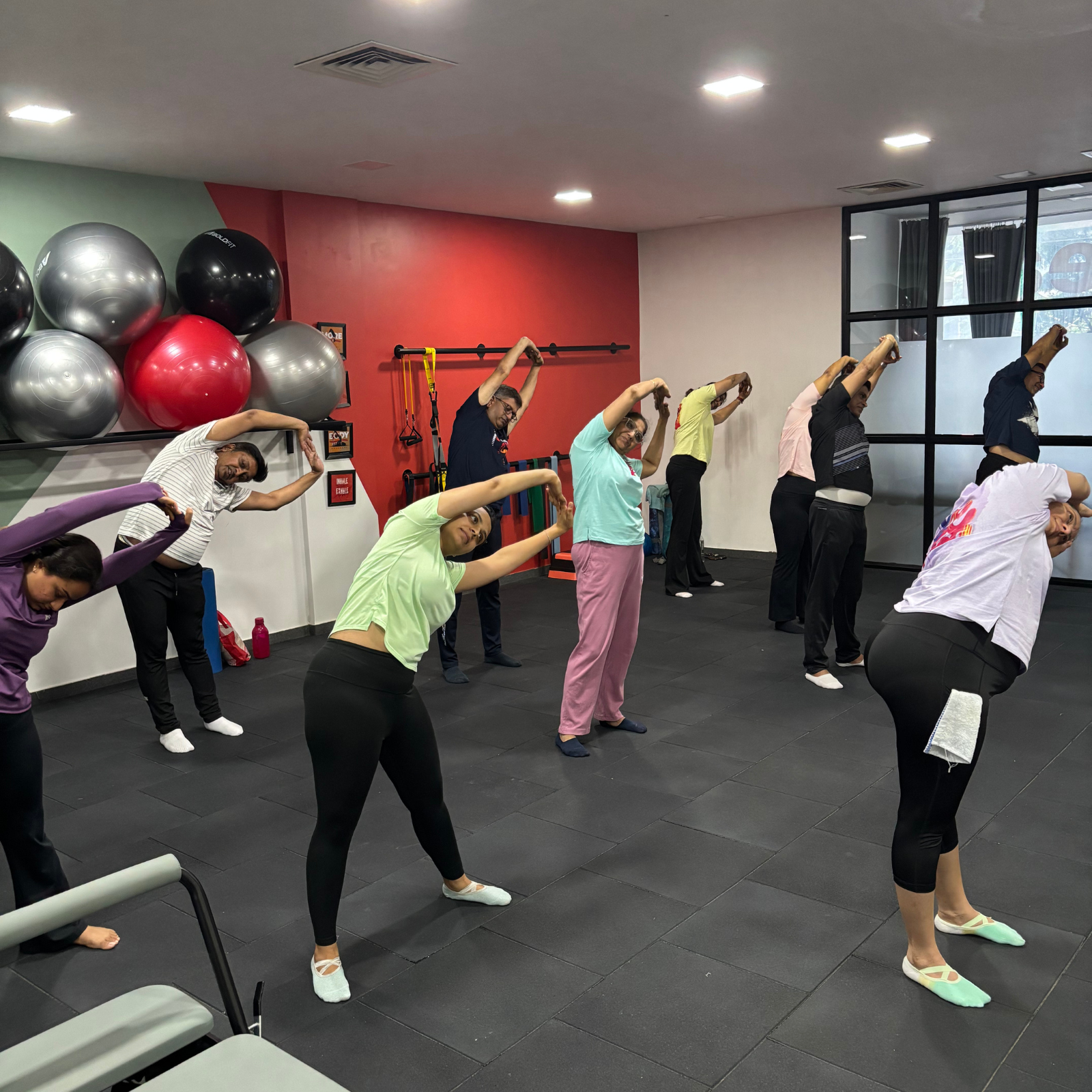 Group mobility practice at Varg Movement Studio